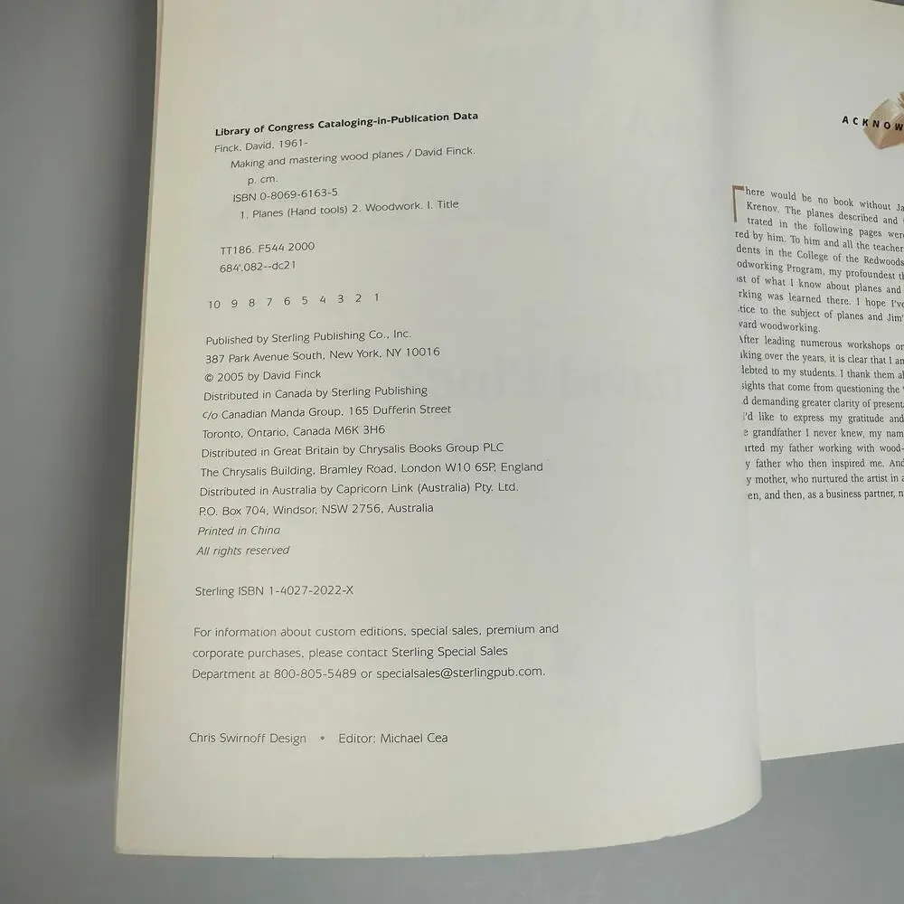 Making and Mastering Wood Planes David Finck Softcover Book 2005